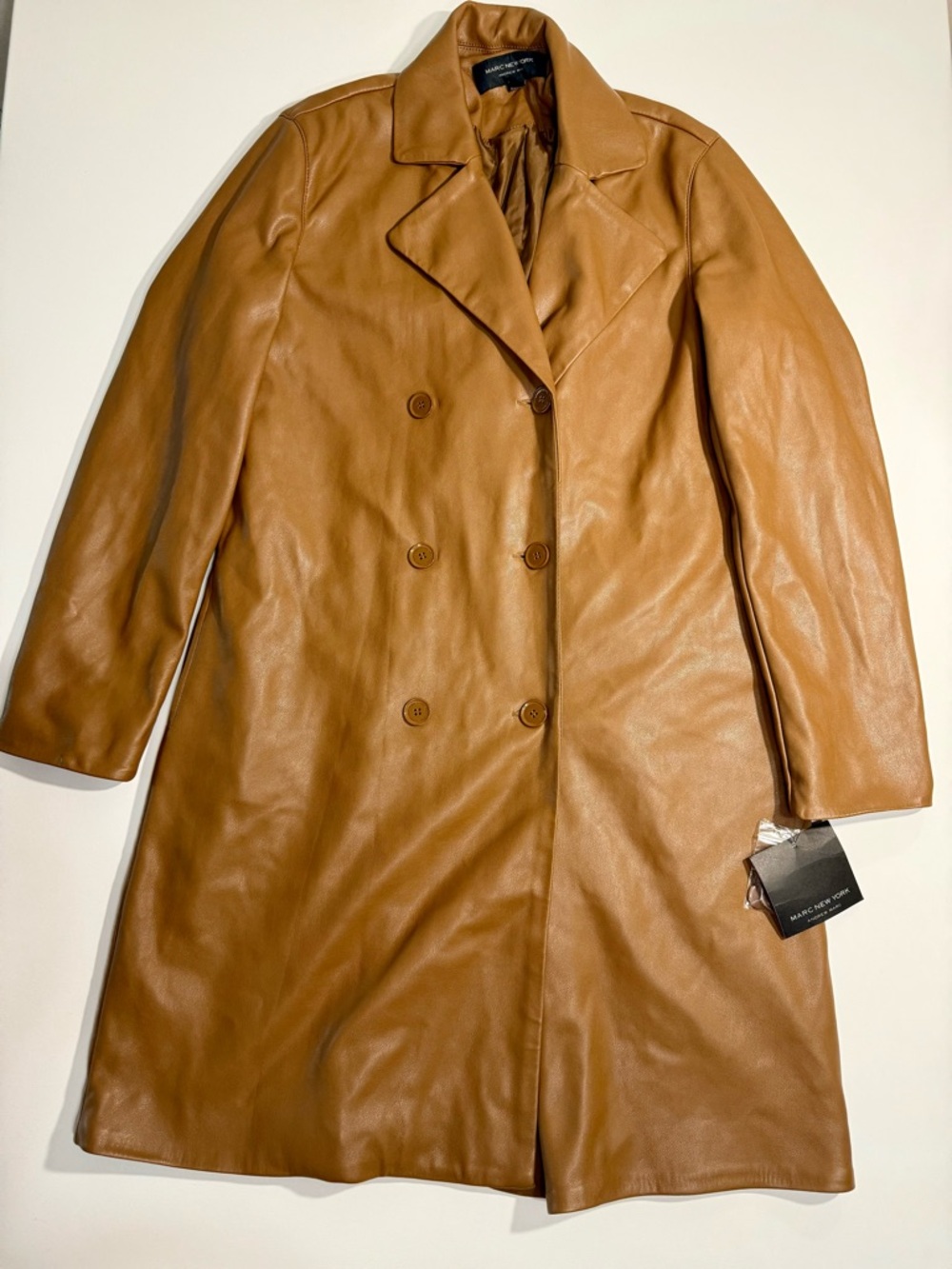 Marc New York Cognac Brown Double-Breasted Coat